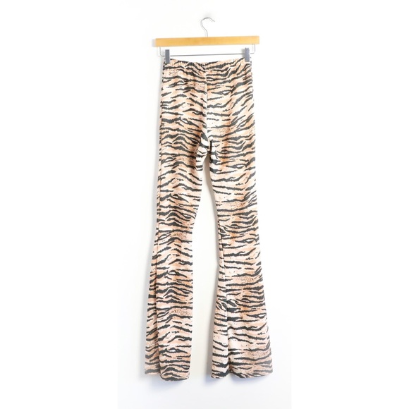 Nasty Gal animal print tiger zebra flared leggings pants club party stretch 4 - Picture 3 of 7